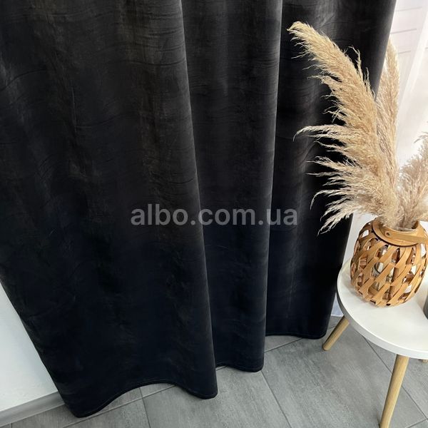 Штори оксамитові графітового кольору з білим шифоновим тюлем ALBO (SHTN-930-16) SHTN-930-16 фото