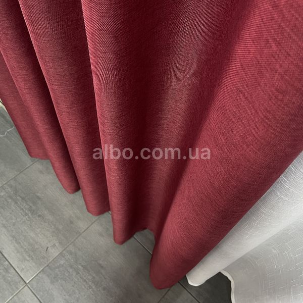 Однотонные шторы на люверсах из льна в спальню Бордовые (SH-LM1-22) SH-LM1-22 фото