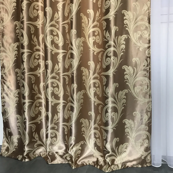Шторна тканина велюр, блекаут на метраж, кавового кольору з вензелями, висота 2.8 м. (202-5) 202-5 фото