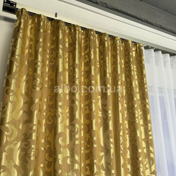 Шторы жаккард "Вензель" золотистый 150х270 см, 2шт, тасьма SH-C28-9 фото