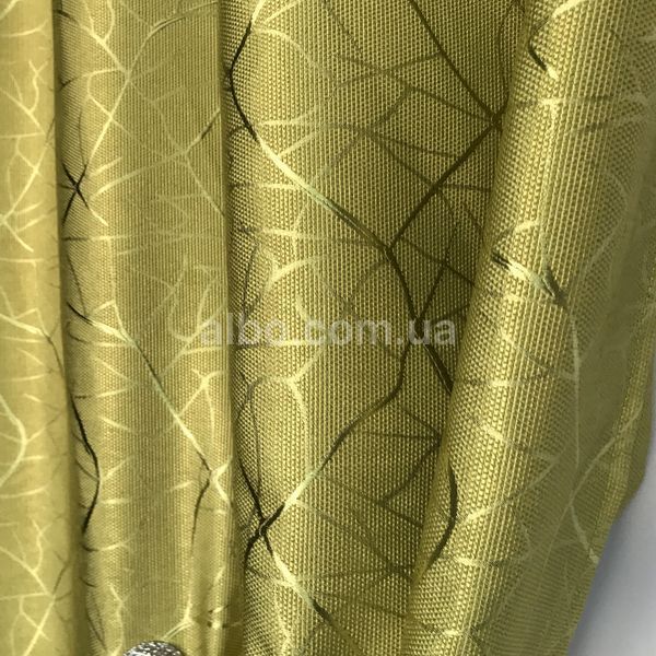 Оливкові однотонні готові штори льон&nbsp;з візирунком 150*270см, з тюлем (SHTN-M17-15) SHTN-M17-15 фото