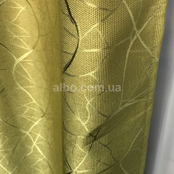 Оливкові однотонні готові штори льон&nbsp;з візирунком 150*270см, з тюлем (SHTN-M17-15) SHTN-M17-15 фото