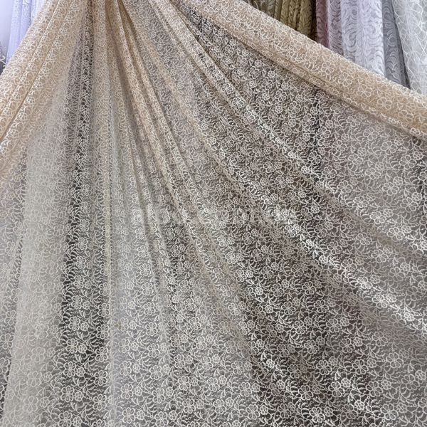Жакардова тюль гіпюр на метраж персикова висота 3 м (R1373) R1373 фото