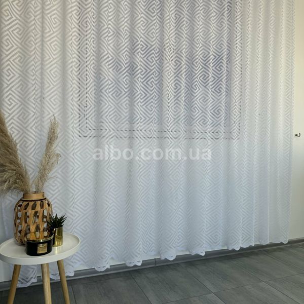 Жаккардовый тюль "Геометрия" белый 500х270, тесьма T-007-5 фото