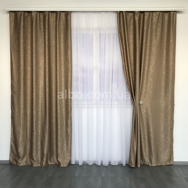 Шторы Кофейные лен с рисунком 150*270 см (SH-M17-20) SH-M17-20 фото