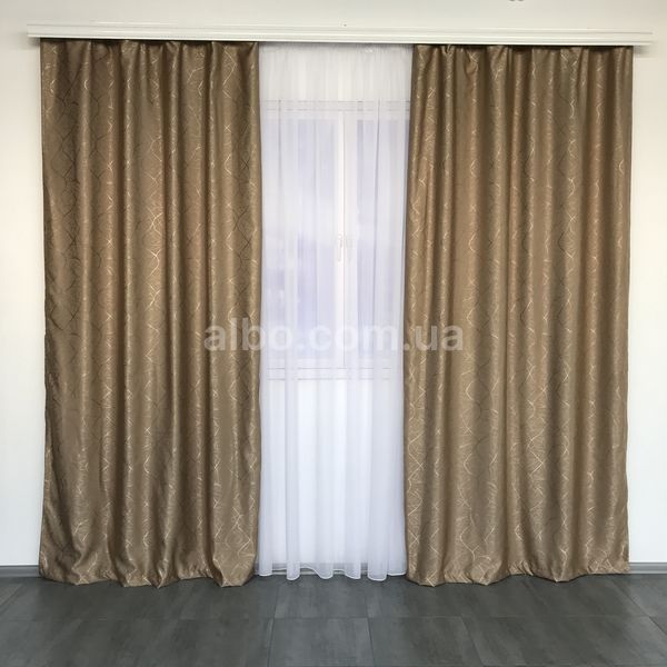 Шторы Кофейные лен с рисунком 150*270 см (SH-M17-20) SH-M17-20 фото