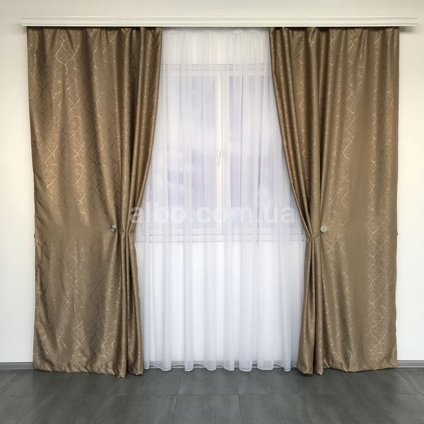 Шторы Кофейные лен с рисунком 150*270 см (SH-M17-20) SH-M17-20 фото