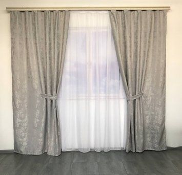 Серые однотонные шторы мрамор готовые ALBO (SH-M23-2) SH-M23-2 фото