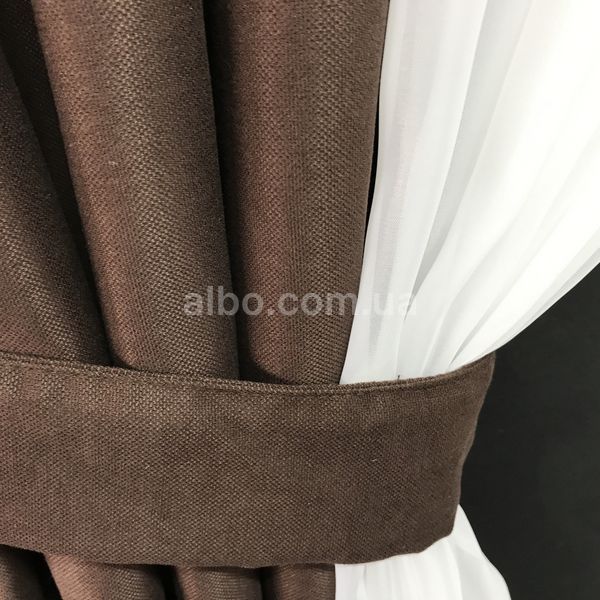 Красивая занавеска с шифоном ALBO 400x170 cm Шоколадная (KU-PK-14) KU-PK-14 фото
