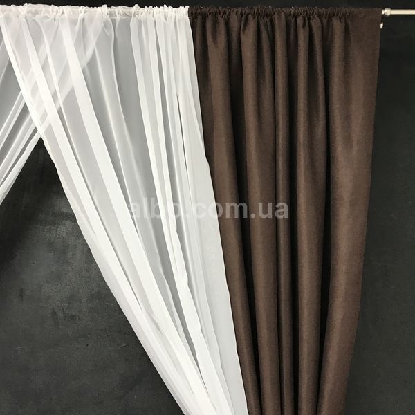 Красивая занавеска с шифоном ALBO 400x170 cm Шоколадная (KU-PK-14) KU-PK-14 фото