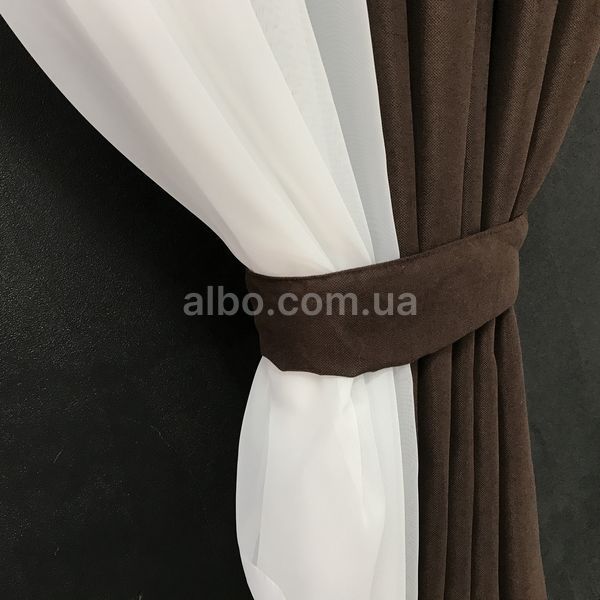 Красивая занавеска с шифоном ALBO 400x170 cm Шоколадная (KU-PK-14) KU-PK-14 фото