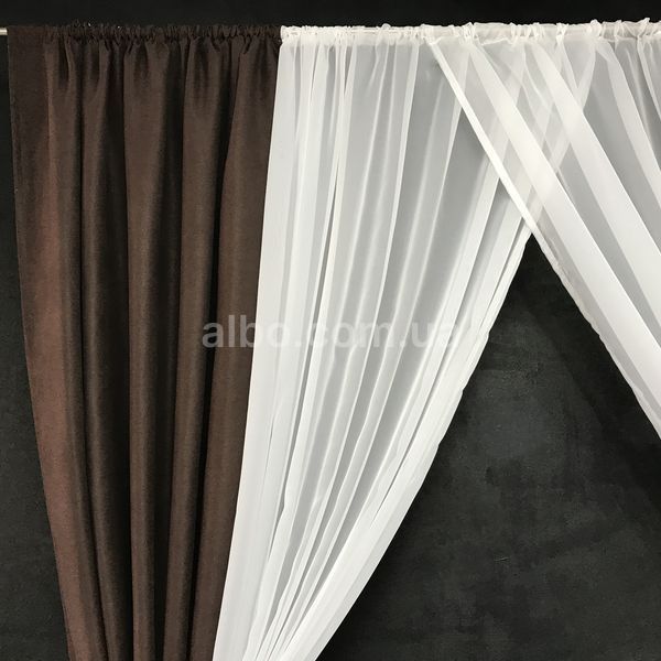 Красивая занавеска с шифоном ALBO 400x170 cm Шоколадная (KU-PK-14) KU-PK-14 фото