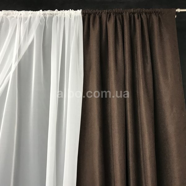 Красивая занавеска с шифоном ALBO 400x170 cm Шоколадная (KU-PK-14) KU-PK-14 фото