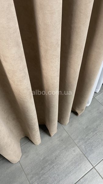 Готова однотонна штора мікровелюр на люверсах бежева в офіс, кабінет, спальню, зал, вітальню, дитячу SH-Petek-95 фото