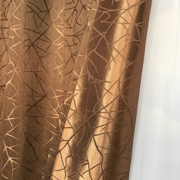 Готові штори жакард ALBO Коричневі однотонні на тасьмі, комплект штор на вікно темно-шоколадного кольору 1583773454 фото