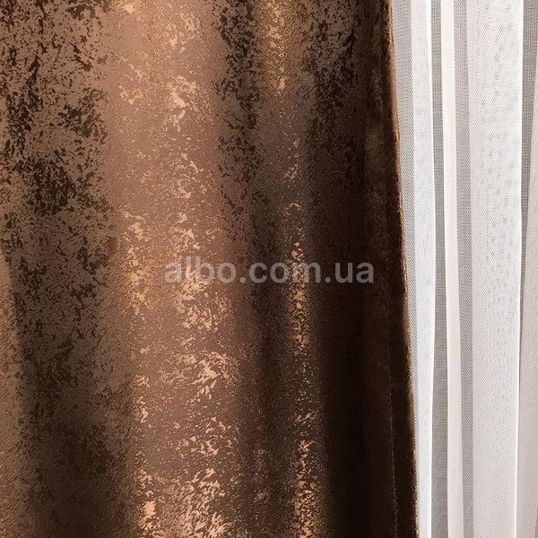 Готові жакардові коричневі штори з тюлем ALBO (SHTN-C33-11) SHTN-C33-11 фото