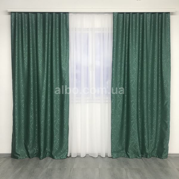 Шторы Бирюзовые лен однотонные с рисунком 150*270 см (SH-M17-19) SH-M17-19 фото