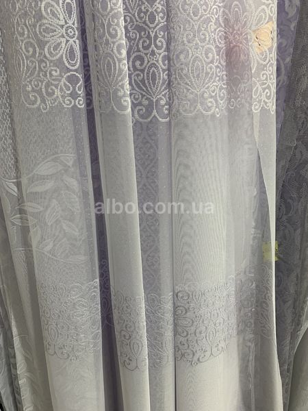 Жакардова тюль з вишивкою, біла, висота 2,8 м (7206) 7206 фото