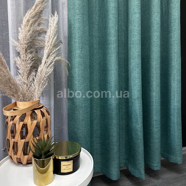 Комплект штор на люверсах из льна ALBO 200x260 см 2 шт. Бирюзовые (SH-LM1-19) SH-LM1-19 фото