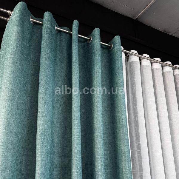 Комплект штор на люверсах из льна ALBO 200x260 см 2 шт. Бирюзовые (SH-LM1-19) SH-LM1-19 фото