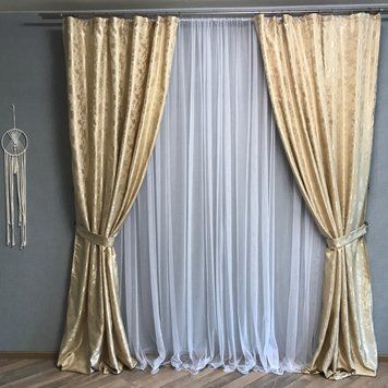Современные шторы в спальню, шторы однотонные, шторы на кухню ALBO Бежевые (SH-C33-1) SH-C33-1 фото