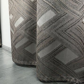 Готовые Коричневые шторы жаккард геометрия ALBO (SH-K1-1) SH-K1-1 фото