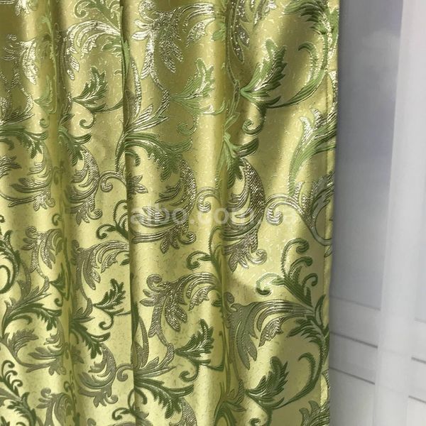 Сучасні жакардові готові штори завитки 270 см із люрексом салатові у вітальню, кабінет, спальню SH-D26-4 фото