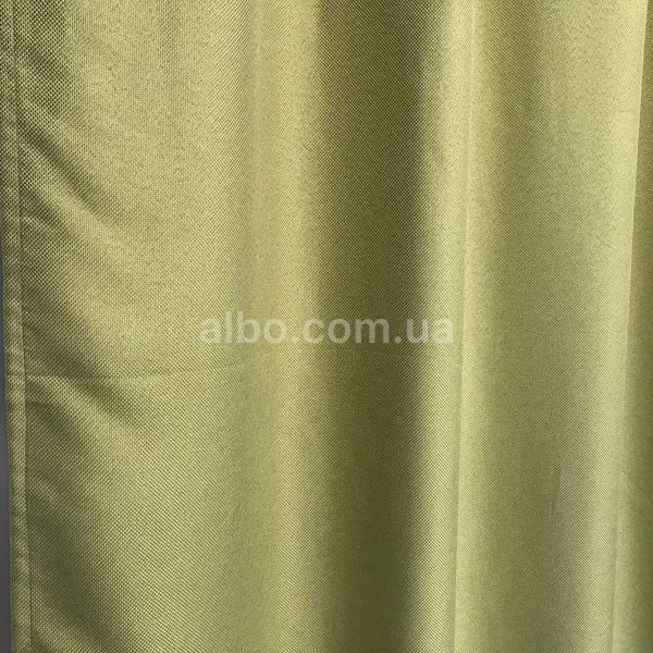 Готовые однотонные шторы лен blackout блэкаут Оливковые, Комплект штор на тесьме из плотной портьерной ткани SH-M5-15 фото