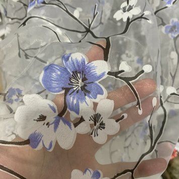 Квітковий тюль з органзи блакитного кольору, висота 2,8м (907-6) 907-6 фото