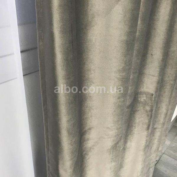Готовые однотонные бархатные шторы Серые на тесьме с тюлю (SHTN-915-15) SHTN-915-15 фото
