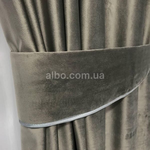 Готовые однотонные бархатные шторы Серые на тесьме с тюлю (SHTN-915-15) SHTN-915-15 фото