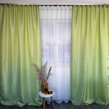 Комплект подшитых штор из монорея 150x270 cm (2 шт) ALBO Салатовые (SH-F-4) SH-F-4 фото