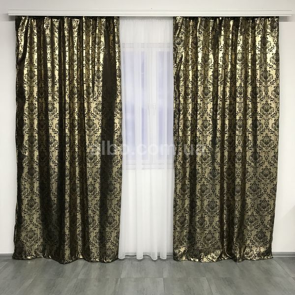 Готові жаккардові штори ALBO 150x270 см 2 шт. Золотисті SH-027-8 фото