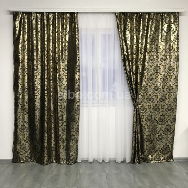 Готові жаккардові штори ALBO 150x270 см 2 шт. Золотисті SH-027-8 фото