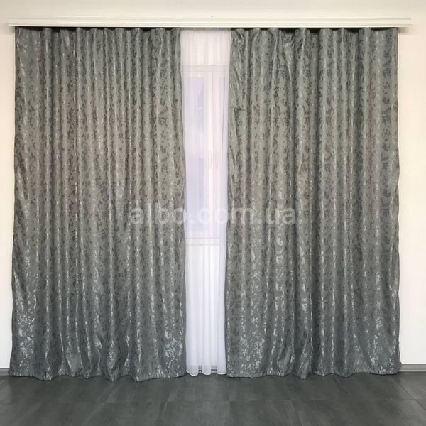 Готовые шторы из мрамора, Графитового цвета, с тюлю (SHTN-M19n-21) SHTN-M19n-21 фото