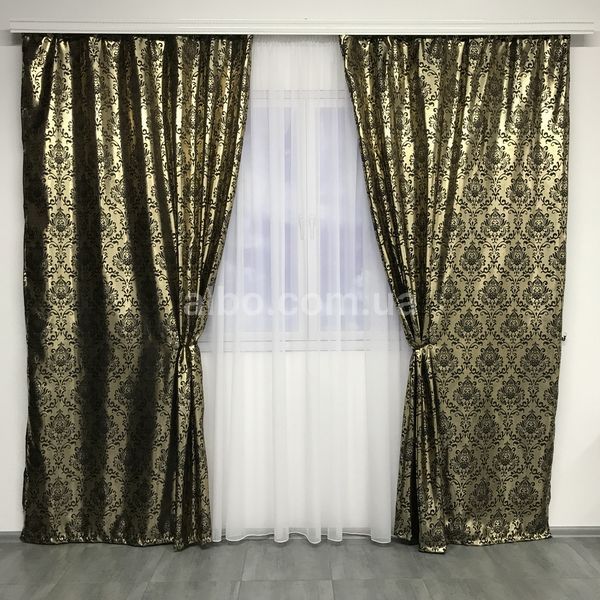 Готові жаккардові штори ALBO 150x270 см 2 шт. Золотисті SH-027-8 фото