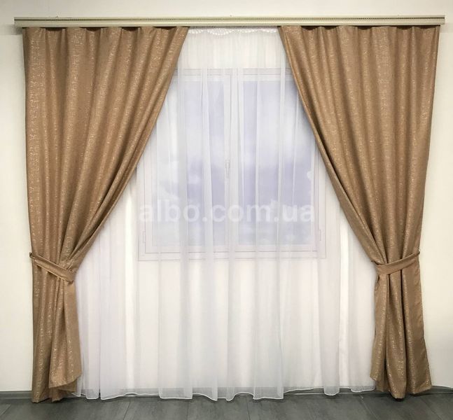 Шторы на кухню, шторы из льна, шторы на балкон ALBO Кофейные (SH-M21-20) SH-M21-20 фото