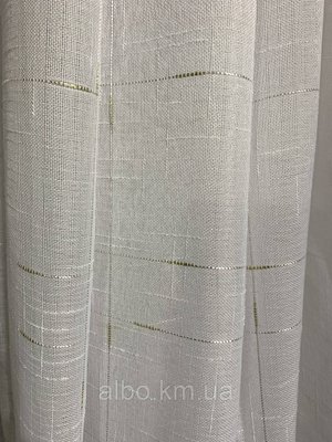 Тюль льон на відріз білий із золотою ниткою (609-5) 2.8 м, тканина для штор на метраж, гардини сучасні 1817673630 фото