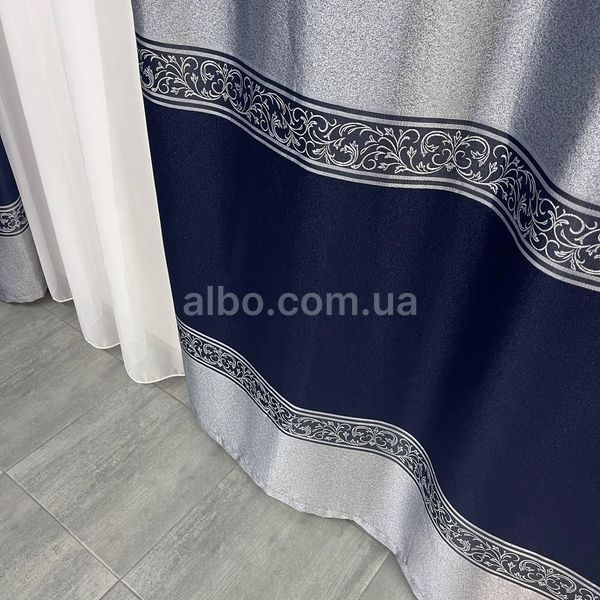 Штори з жакард, сучасні штори в спальню Сіро-сині з тюлем (SHTN-K7-6) SHTN-K7-6 фото