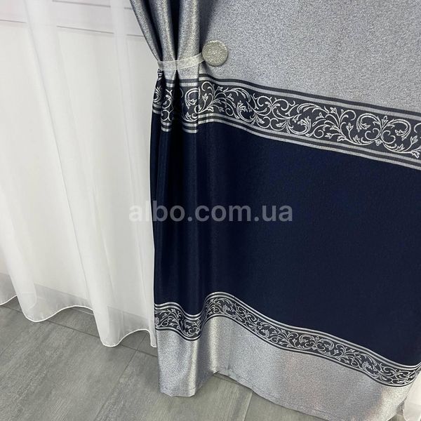 Штори з жакард, сучасні штори в спальню Сіро-сині з тюлем (SHTN-K7-6) SHTN-K7-6 фото
