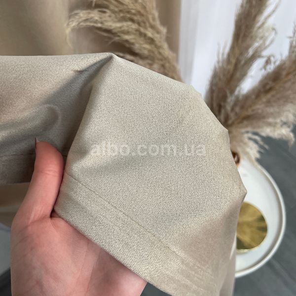 Штори оксамитові бежевого кольору з білим шифоновим тюлем ALBO (SHTN-930-4) SHTN-930-4 фото