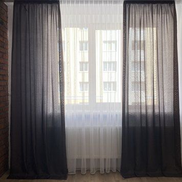 Готовые шторы, Темный шоколад, лен 150*270 см, плотные портьеры с подхватами (SH-M1-14) SH-M1-14 фото