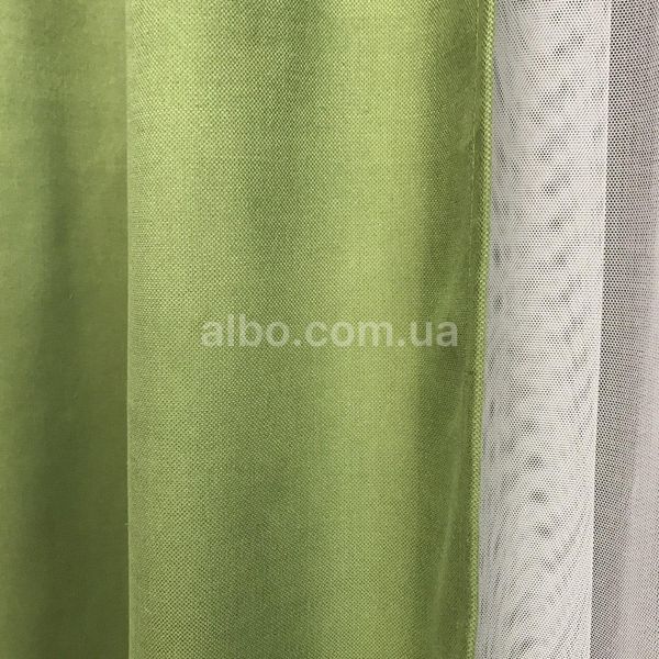 Сучасні готові штори мікровелюр Зелені, комплект штор із підхопленнями у вітальню, спальню, дитячу SH-PK-586 фото