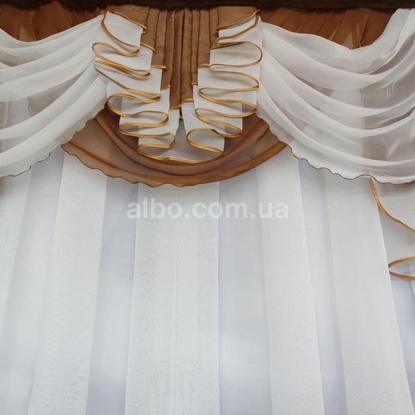 Вишуканий тюль з ламбрекеном ALBO 200x160 cm Коричнева (KU-178-13) KU-178-13 фото