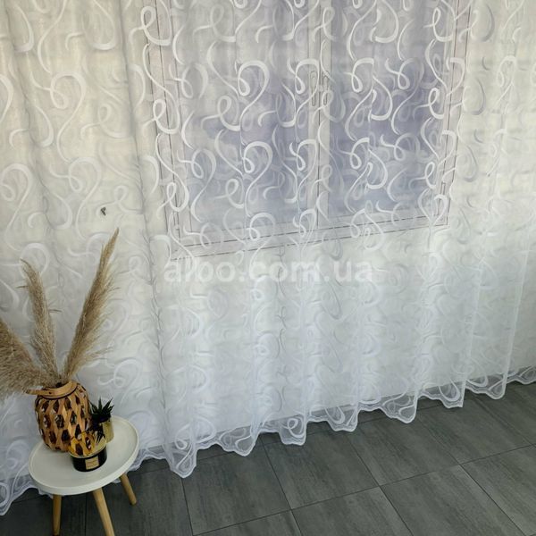 Жакардовий Турецький тюль "Вензель" білий 500х270, тасьма T-008-5 фото
