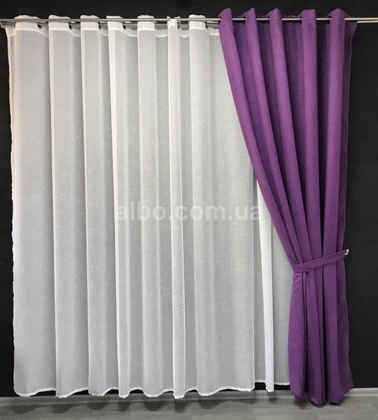 Готовая штора на кольцах люверсах 200x270 cm (1 шт) ALBO Фиолетовая (SH-Petek-98) SH-Petek-98 фото