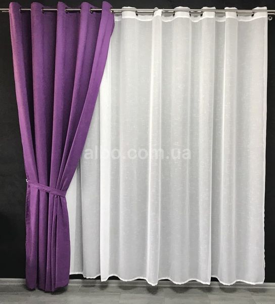 Готовая штора на кольцах люверсах 200x270 cm (1 шт) ALBO Фиолетовая (SH-Petek-98) SH-Petek-98 фото